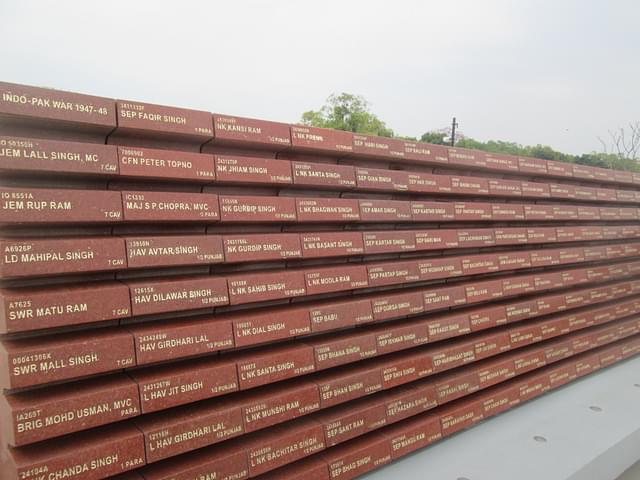 One of the walls with names of soldiers who gave up their lives during the 1947 India-Pakistan war