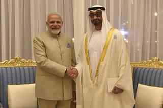 The Prime Minister, Shri Narendra Modi meeting the Crown Prince of Abu Dhabi, Deputy Supreme Commander of U.A.E. Armed Forces, General Sheikh Mohammed Bin Zayed Al Nahyan, at Presidential Palace, in Abu Dhabi, United Arab Emirates on February 10, 2018 (Photo By PIB)