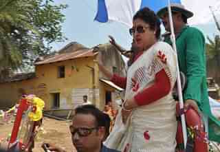 Trinamool candidate Satabdi Roy campaigning in Birbhum.&nbsp;