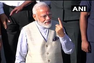 PM Modi after casting his vote in Gandhinagar, Gujarat (ANI/Twitter)