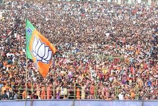 BJP Flag at a rally. (Flickr/Narendra Modi)
