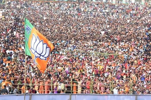 BJP Flag at a rally. (Flickr/Narendra Modi)