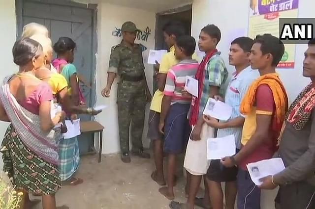 People In Queue For Voting in Dantewada, Chhattisgarh (@ANI/Twitter)