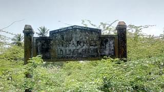The blackened signage at the site where Kambar was born.&nbsp;