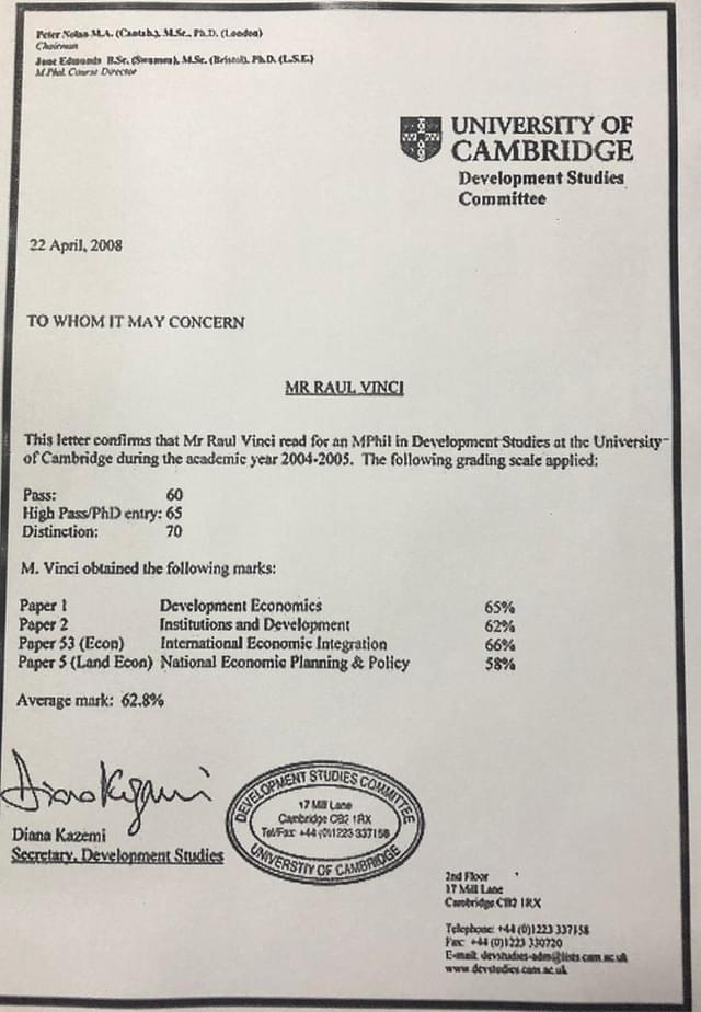 Rahul Gandhi’s Cambridge certificate (@Swamy39/Twitter)