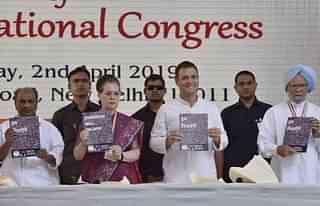 Congress leaders with the party manifesto.