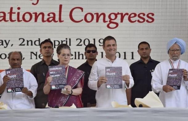 Congress leaders with the party manifesto.