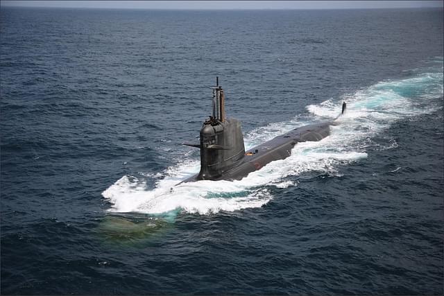 INS Kalvari, a Scorpene-class submarine of the Indian Navy.