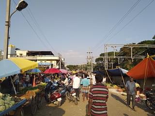 The ever-teeming Mandya town market.&nbsp;