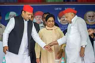 Akhilesh Yadav (Left), Mayawati (Centre), Mulayam Singh Yadav (Right) (@airnewsalerts/Twitter)