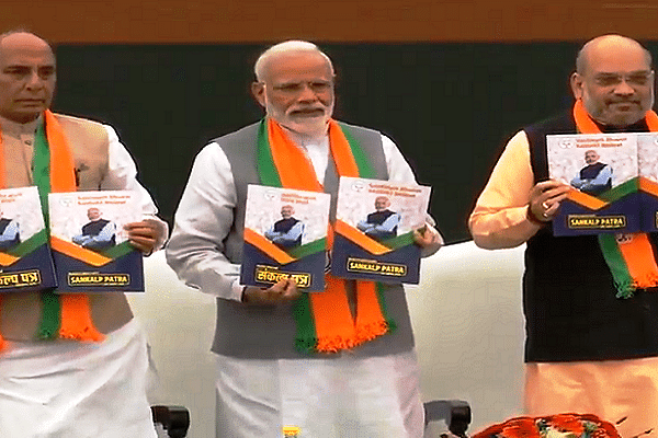 BJP launching its party manifesto at its party&nbsp; headquarters (@BJP/Twitter)