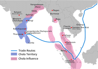 Map showing the extent of the Chola empire c. 1030