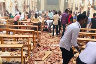 Site of one of the blast in Sri Lanka (@aashiqchin/Twitter)&nbsp;