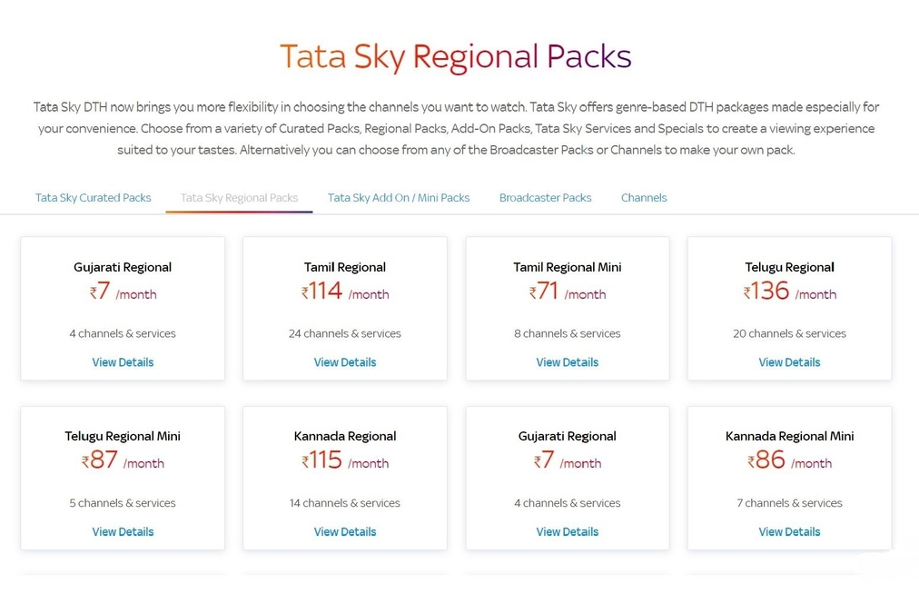 Detail Tata Sky Recharge Skim Pack Channel List Tata Sky Sports