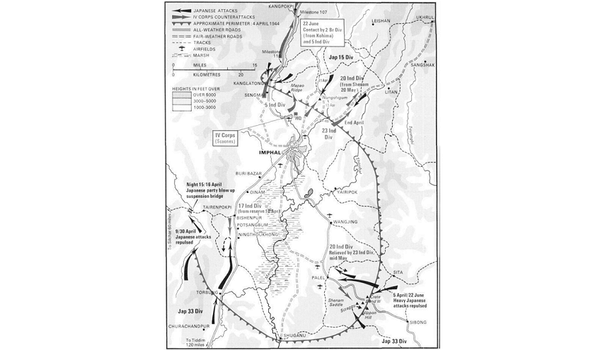 Battle of Imphal: broad disposition of forces. Ref: Richard Natkiel (click to enlarge)