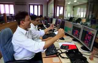  Stock traders rejoice at Bombay Stock Exchange. (Anshuman Poyrekar/Hindustan Times via GettyImages)