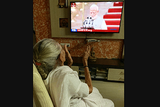 PM Modi’s mother watching him on TV