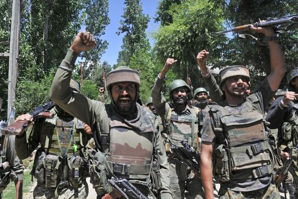 Indian armed forces celebrate after a successful operation against terrorists. (Representative Image) (Waseem Andrabi/ Hindustan Times via GettyImages)