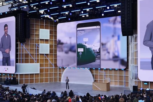 Google CEO Sundar Pichai speaking at the Google’s Annual I/O conference 2019.(screen grab via Phandroid/Youtube) 