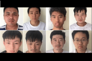 The 8 arrested Chinese nationals. (Pic by Geo TV)