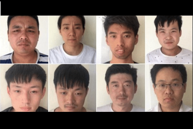 The 8 arrested Chinese nationals. (Pic by Geo TV)
