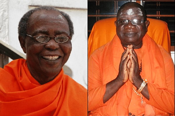 Swami Satyanand Saraswati (L), a disciple of Swami Ghananand Saraswati (R) passed away in peace on Tuesday (28 May) (pic via Twitter)