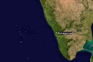 Malappuram on the Indian map (a NASA image).&nbsp;