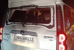 One of the damaged vehicles in the convoy 