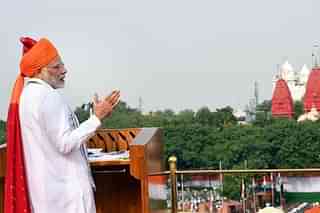 Prime Minister Narendra Modi at the Red Fort, New Delhi.&nbsp;
