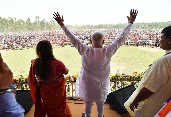 Prime Minister Modi at a rally in Purulia, West Bengal.&nbsp;