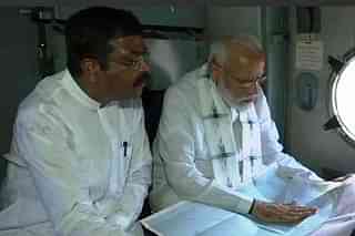 PM Modi during the aerial survey