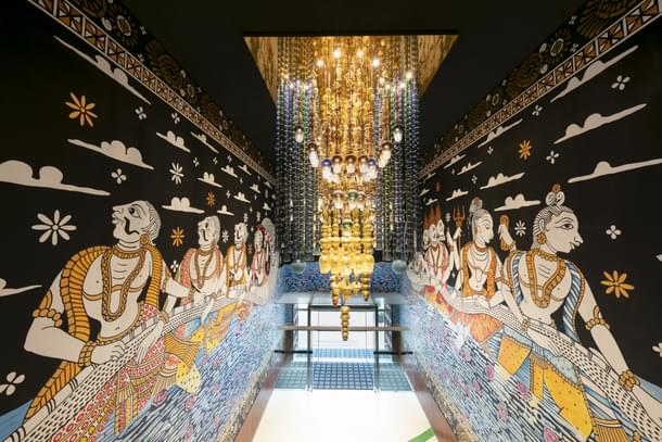 Glass bells and the samudra manthan mural
