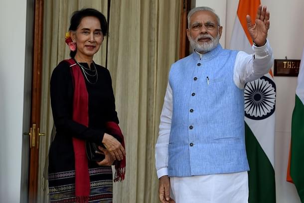 Prime Minister Narendra Modi and Myanmar State Counsellor Aung San Suu Kyi (MONEY SHARMA/AFP/GettyImages)