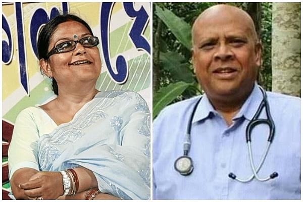 Trinamool’s Kakoli Ghosh Dastidar (L) and BJP’s Mrinal Kanti Debnath (R)