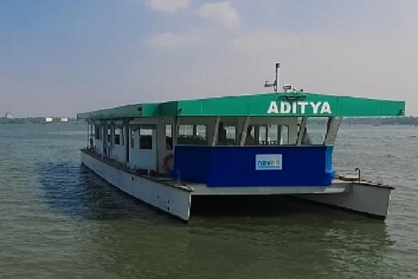 Previous solar vessel, Aditya, launched in Kerala. (Pic via Kerala State Water Transport Department official website)