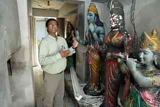 The burned idols at SWAHA Shree Ram Dhaam temple. (Photo courtesy Trinidad Express)