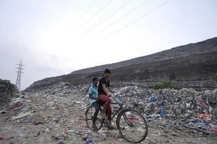 A view of Ghazipur landfill at Ghazipur. (Sunil Ghosh/Hindustan Times via Getty Images)