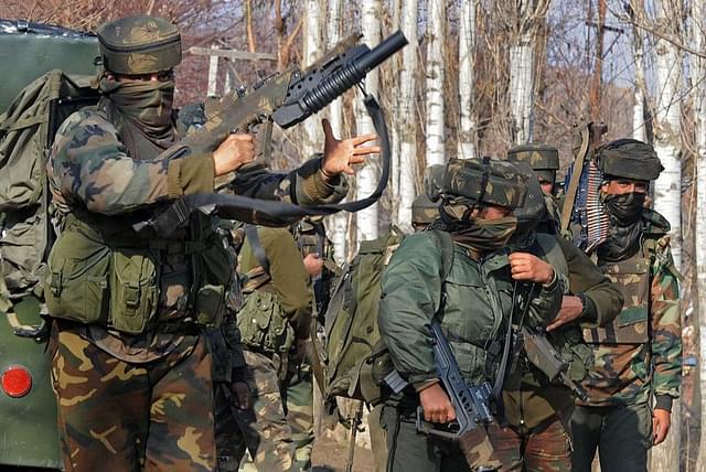 Indian Army soldiers stand near the scene of a gun battle. (Representative Image) (TAUSEEF MUSTAFA/AFP/Getty Images)