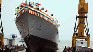 INS Visakhapatnam destroyer at Mazagon Docks Ltd (MDL) Mumbai. (Photo: Livefist)