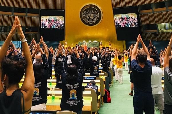 Yoga inside UN General Assembly