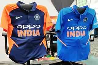 Oppo had won the sponsorship rights to the national cricket team jersey on a five-year term (from March 2017 to March 2022) for Rs 1,079 crores, outbidding fellow phone maker Vivo’s Rs768 crore bid. (Pic via Twitter)