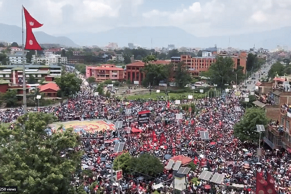 Protesters out on the streets in Nepal. (@BinodPrAdhikari via Twitter)