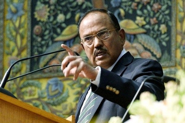 National Security Adviser Ajit Doval speaking at an event. (Mohd Zakir/Hindustan Times via Getty Images)