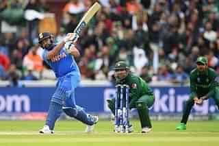 Rohit Sharma in action against Pakistan