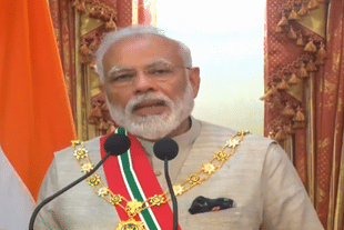 Prime Minister Narendra Modi at a joint press conference with Maldivian President Ibrahim Mohamed Solih (@PMOIndia/Twitter)