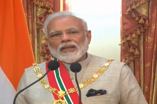 Prime Minister Narendra Modi at a joint press conference with Maldivian President Ibrahim Mohamed Solih (@PMOIndia/Twitter)