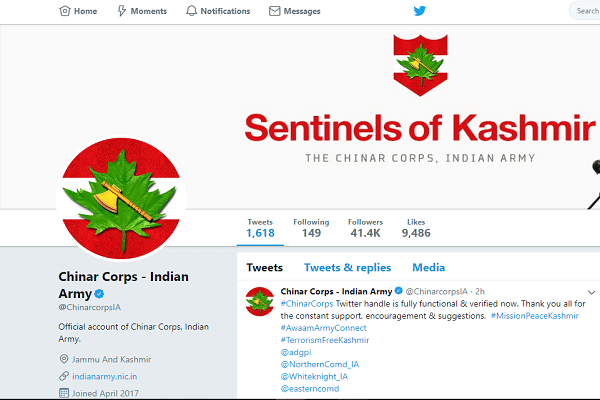 The account of Chinar Corps after being restored. (@ChinarcorpsIA/Twitter)