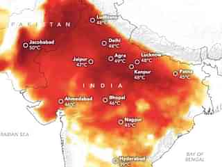 High temperatures across several Indian cities during June. (pic via NASA Earth Observatory)