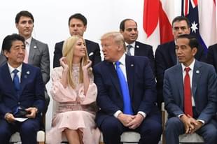 Ivanka Trump with her father US President Donald Trump sitting in the middle of the world leaders. (pic via Twitter)