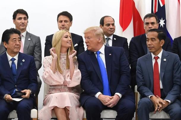 Ivanka Trump with her father US President Donald Trump sitting in the middle of the world leaders. (pic via Twitter)